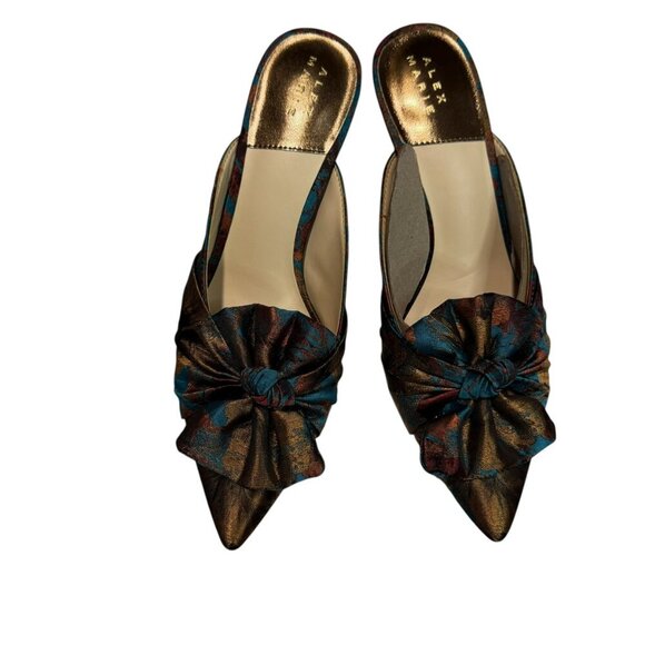 Alex Marie Metallic Floral Brocade Pointed Toe Mules | Size 9M NWT - Picture 3 of 14